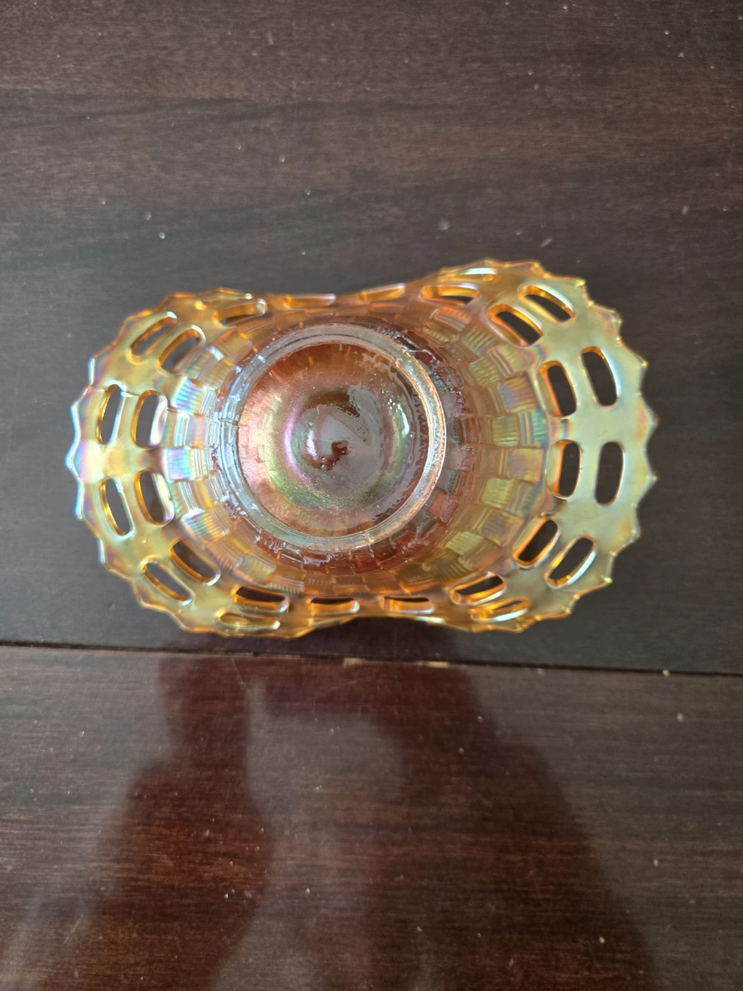 Glass Bowl - Marigold Orange Open Edge Basketweave - photo 5