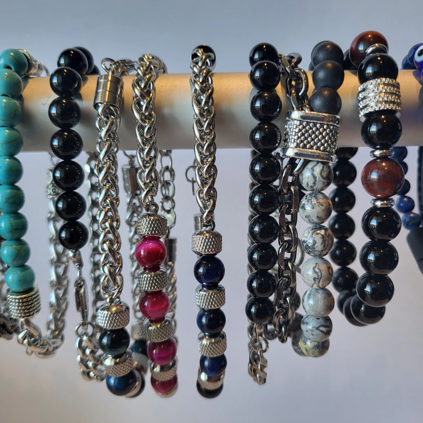 Assorted Men's Beaded and Chain Bracelets - photo 4