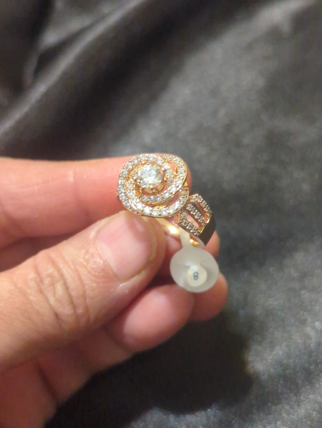 Rose Gold Tone Crystal Ring Size 8