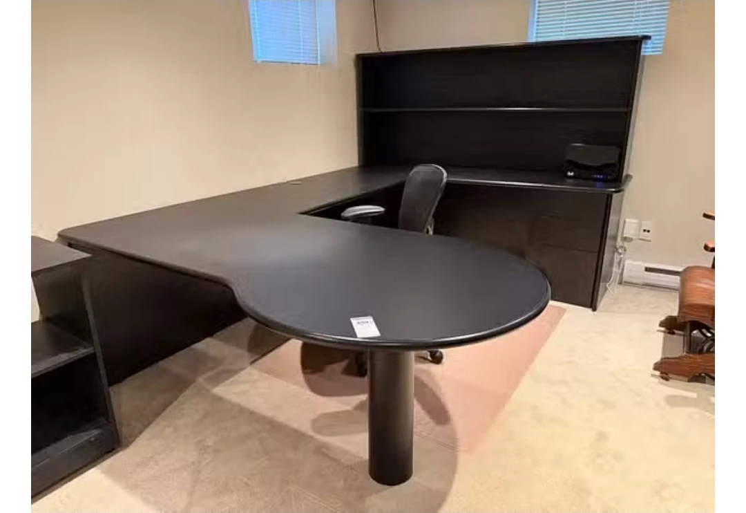 Black L-shaped Corner Desk with Hutch - photo 5