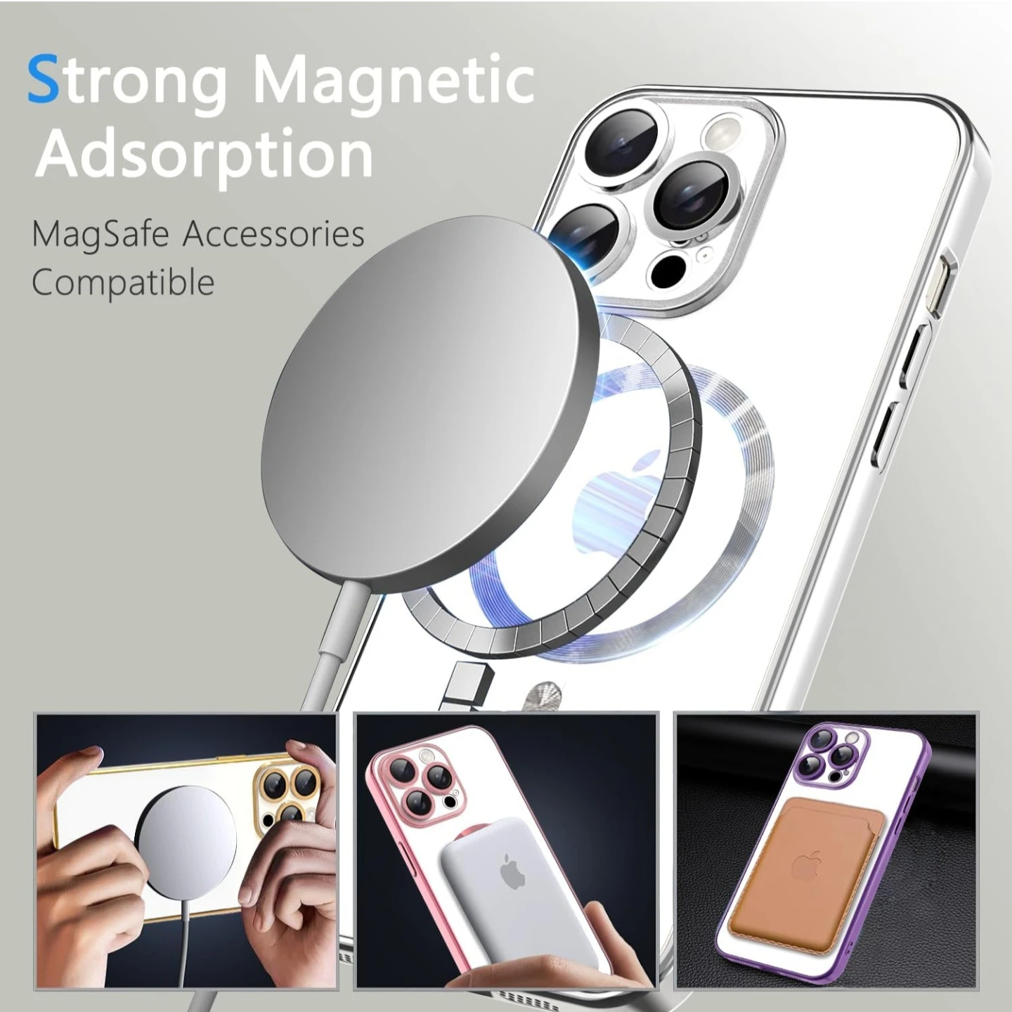 iPhone 13 Pro Magnetic Phone  Case Clear Silver - photo 4