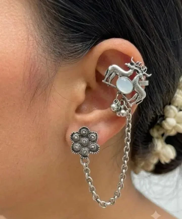 Oxidised Fashion Ear Cuff and Earring Set - photo 5