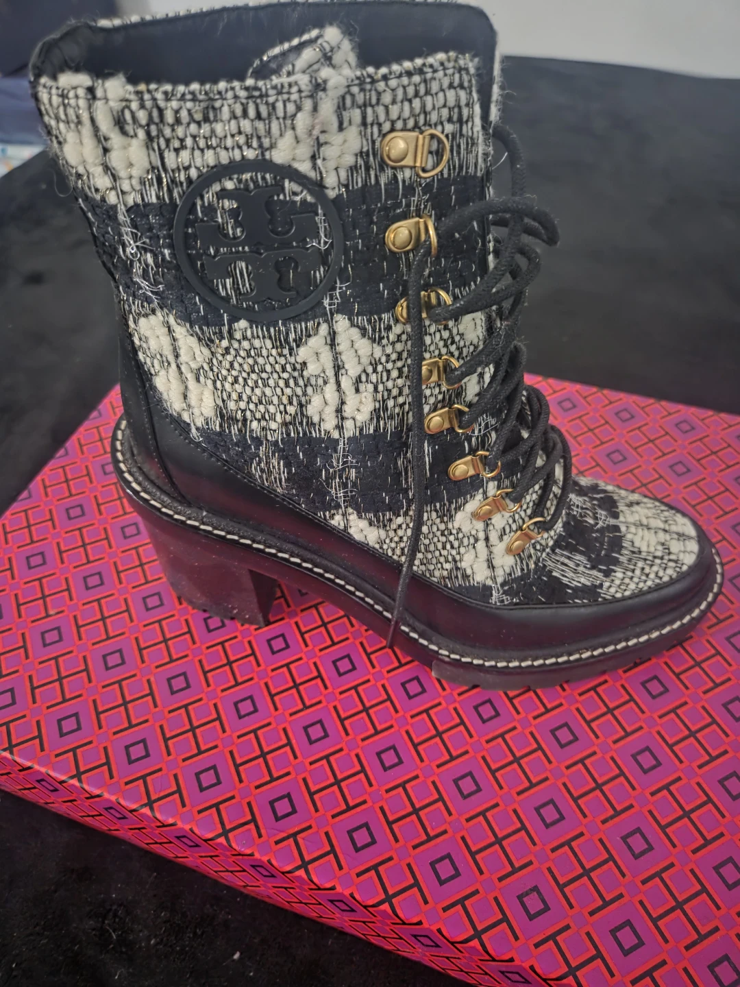 Tory Burch Lace-Up Heeled Boots size 9