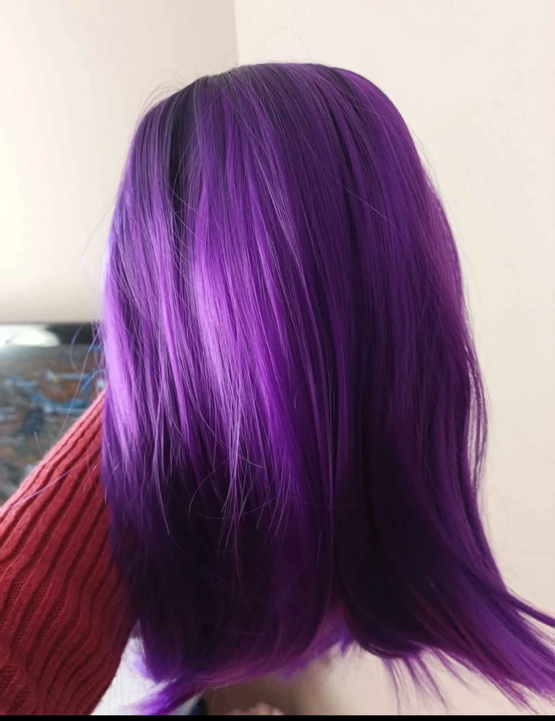 ​🔮 Vibrant Purple Ombre Bob Wig / Dark to Purple Synthetic Wig - photo 2