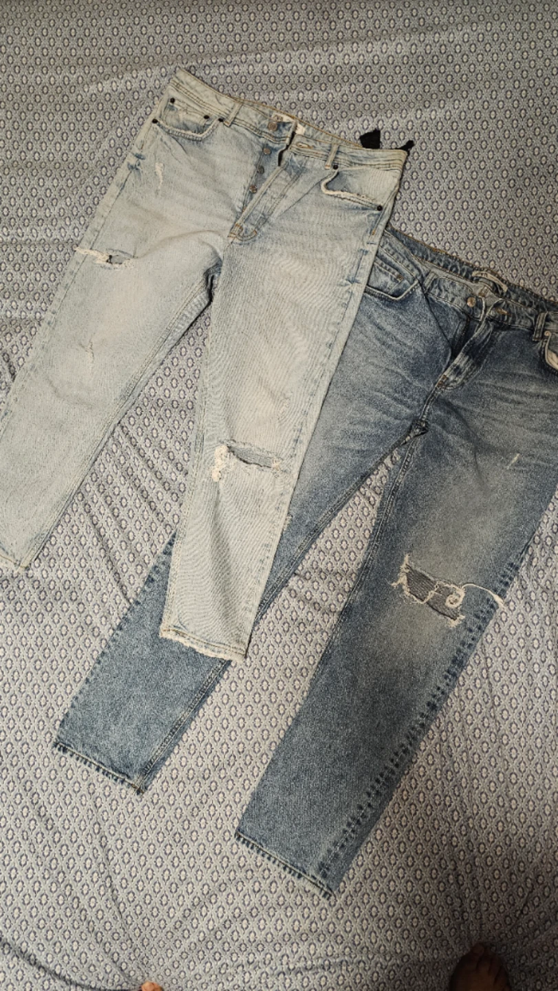 Two pairs of Men's ZARA distressed denim jeans