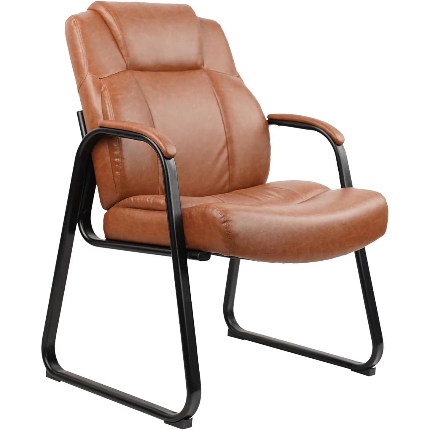 New <> Tan Faux Leather Office Guest Chair