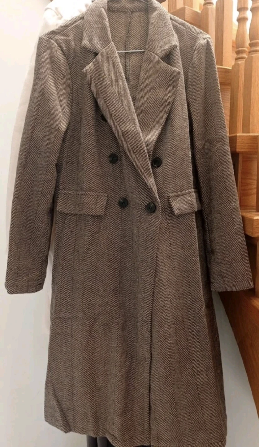 Women's Herringbone Double-Breasted Coat - photo 2