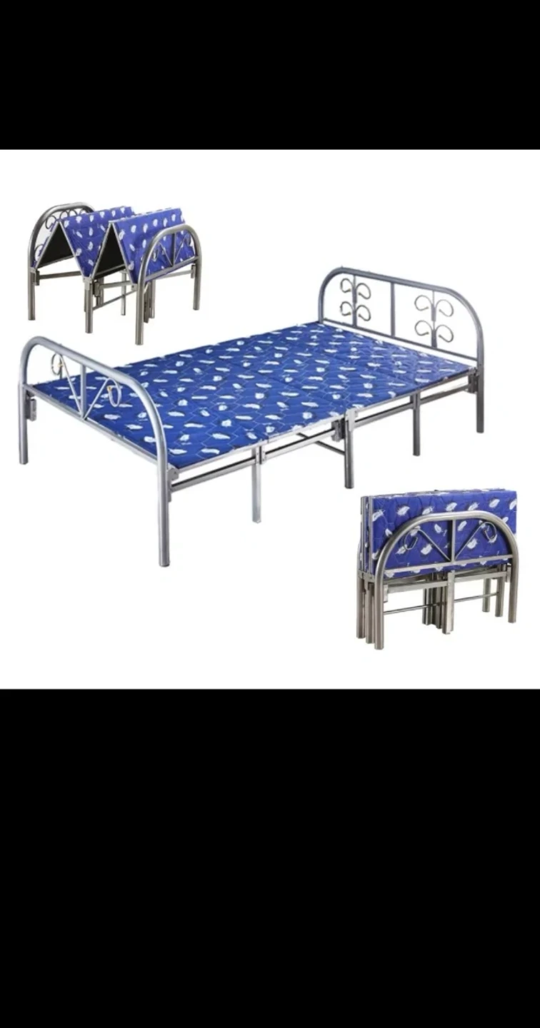 Folding Metal Bed Frame with Mattress