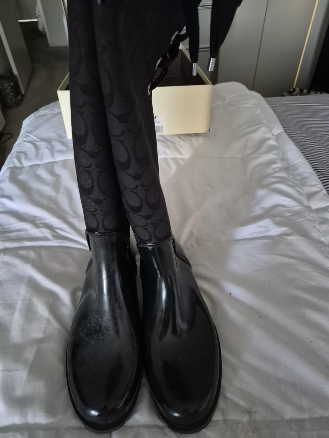 Coach Black Signature Rain Boots
