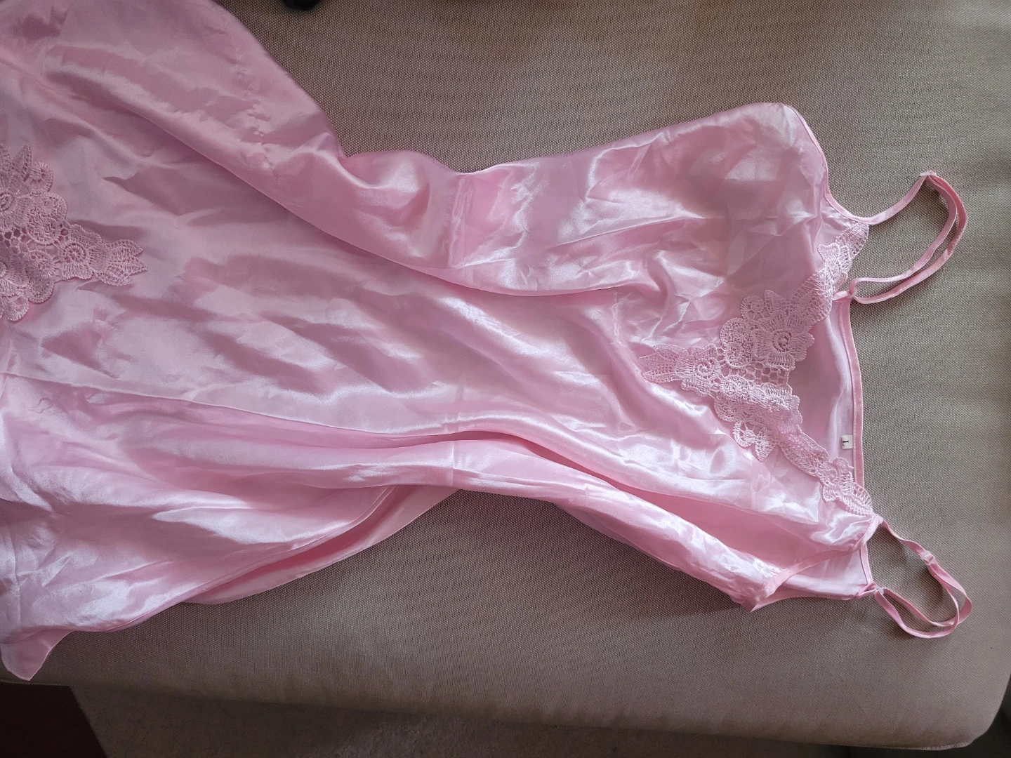 Pink Satin Lace Nightgown