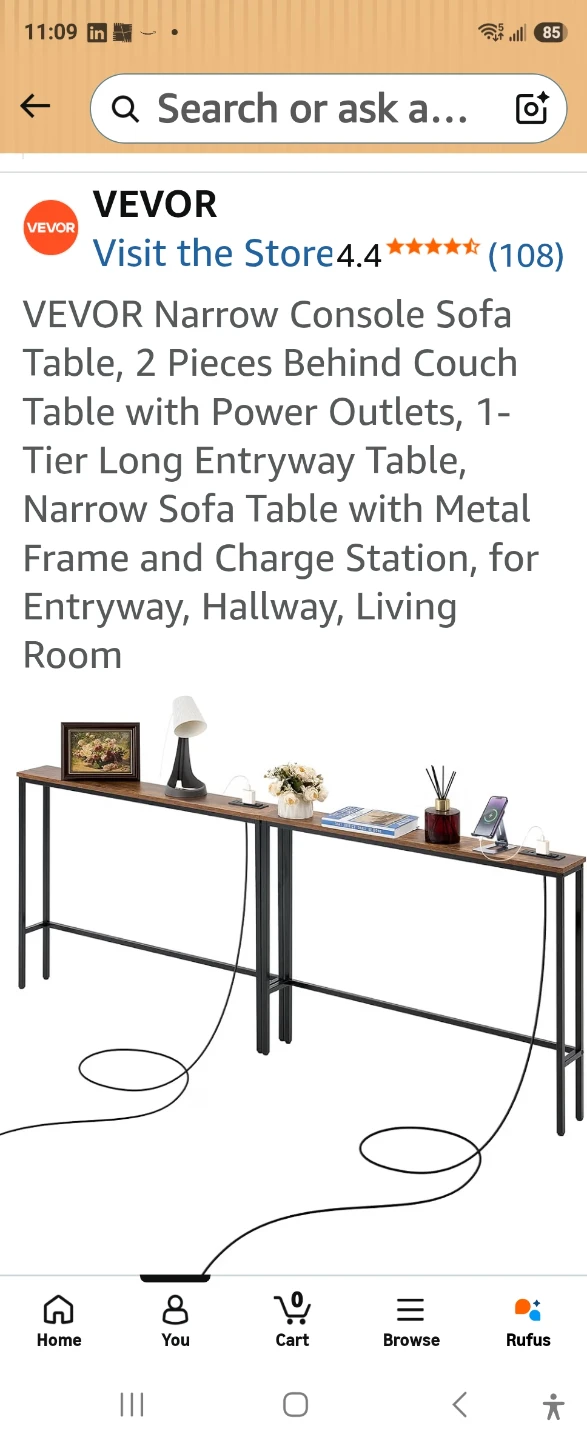 VEVOR Narrow Console Sofa Table