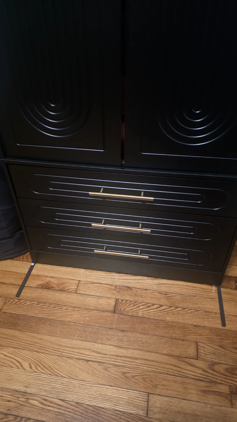 Modern Black Wardrobe with Gold Accents - photo 3
