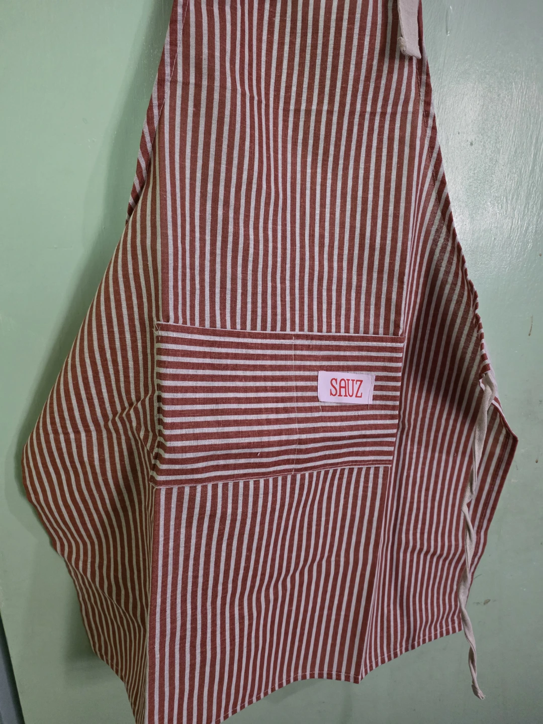 Sauz Red and White Striped Apron