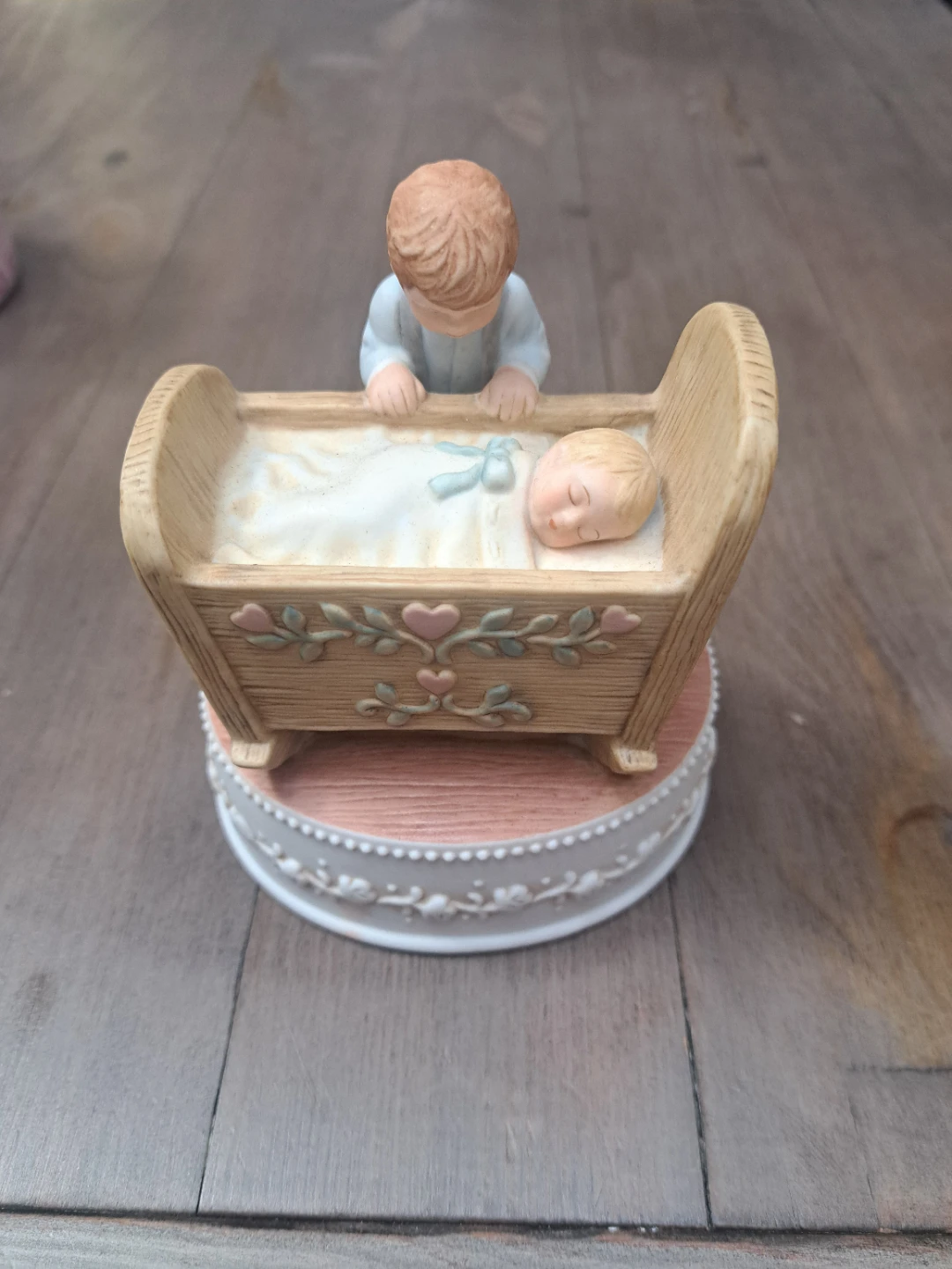 Vintage 1989 Enesco Watching Baby Sleep Musical Figurine