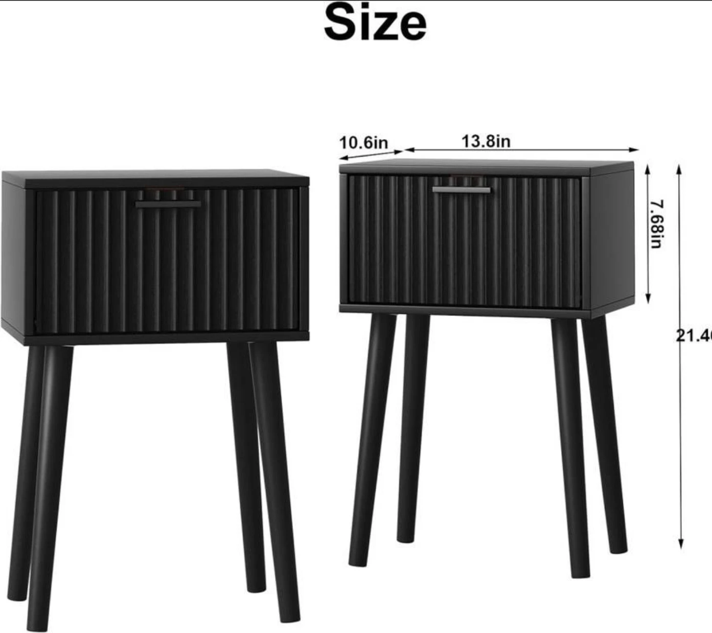 Set of Two Black Fluted Nightstands - photo 3