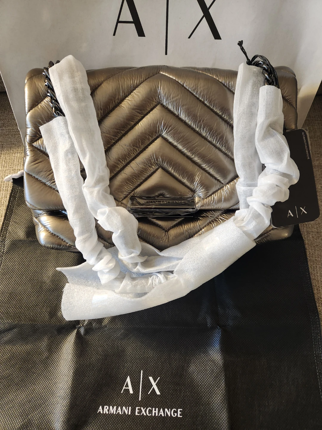 Armani Exchange Metallic Quilted Handbag - photo 2