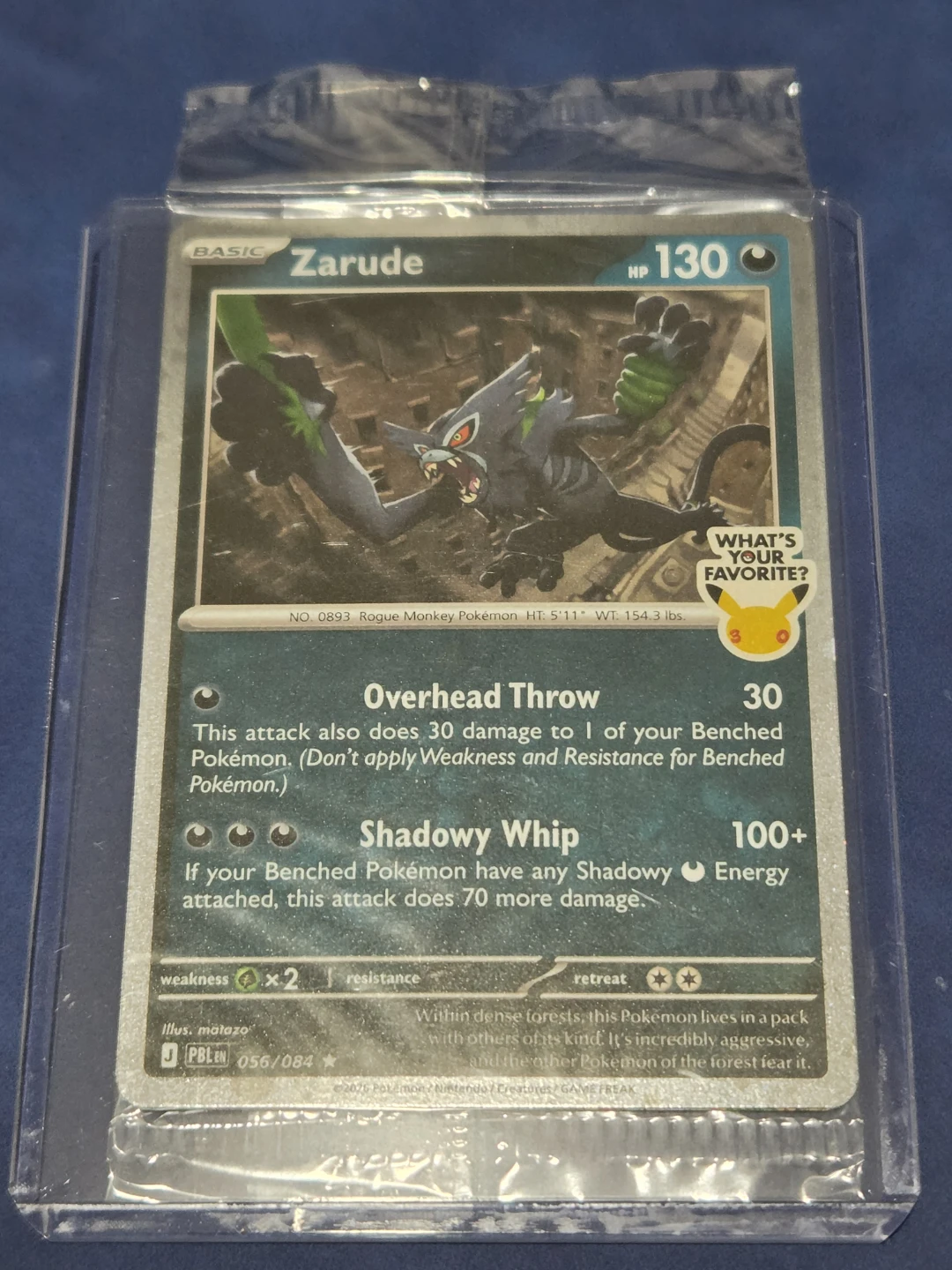 Sealed Pokemon 30th Anniversary Zarude Promo Card
