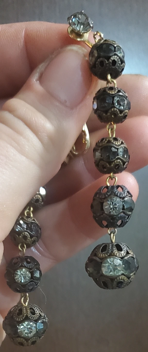 Vintage Crystal Bead Clip-On Earrings - photo 3