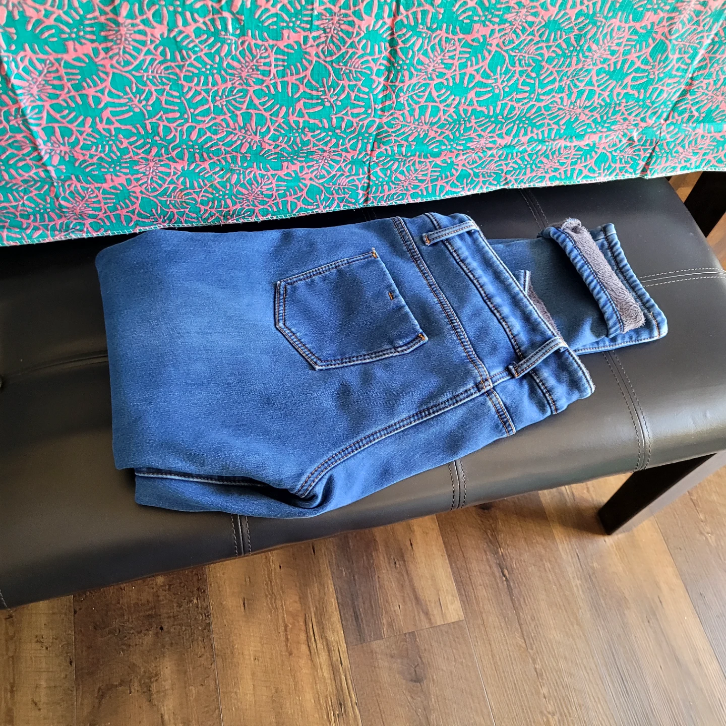 Blue fleece-lined jeans