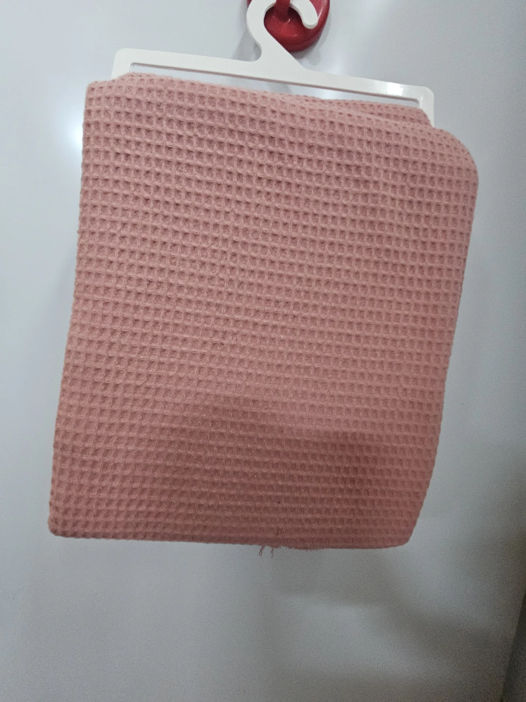 Pink Waffle Weave Shower Curtain