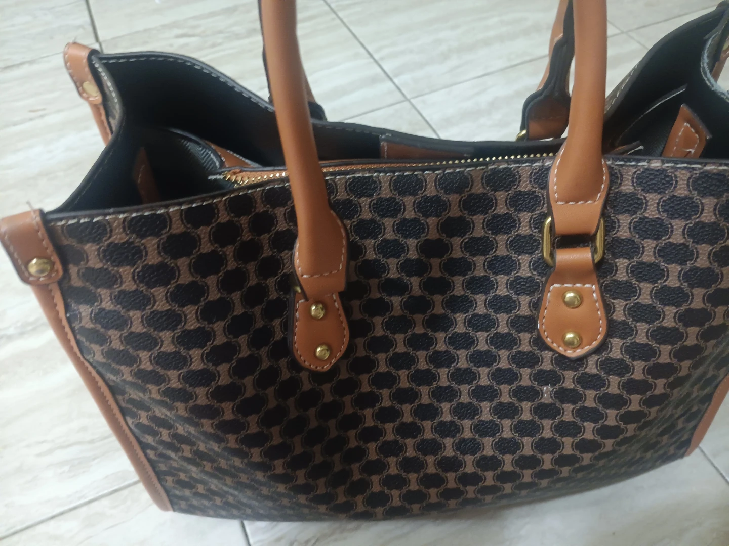 Tan and Black Pattern Tote Bag - photo 5