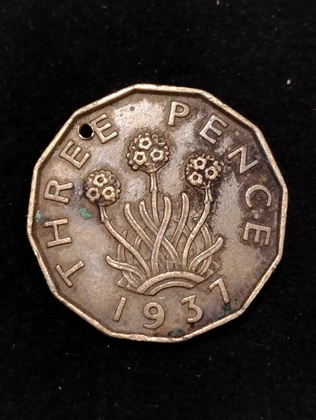 1937 King George VI Three Pence Coin - photo 2