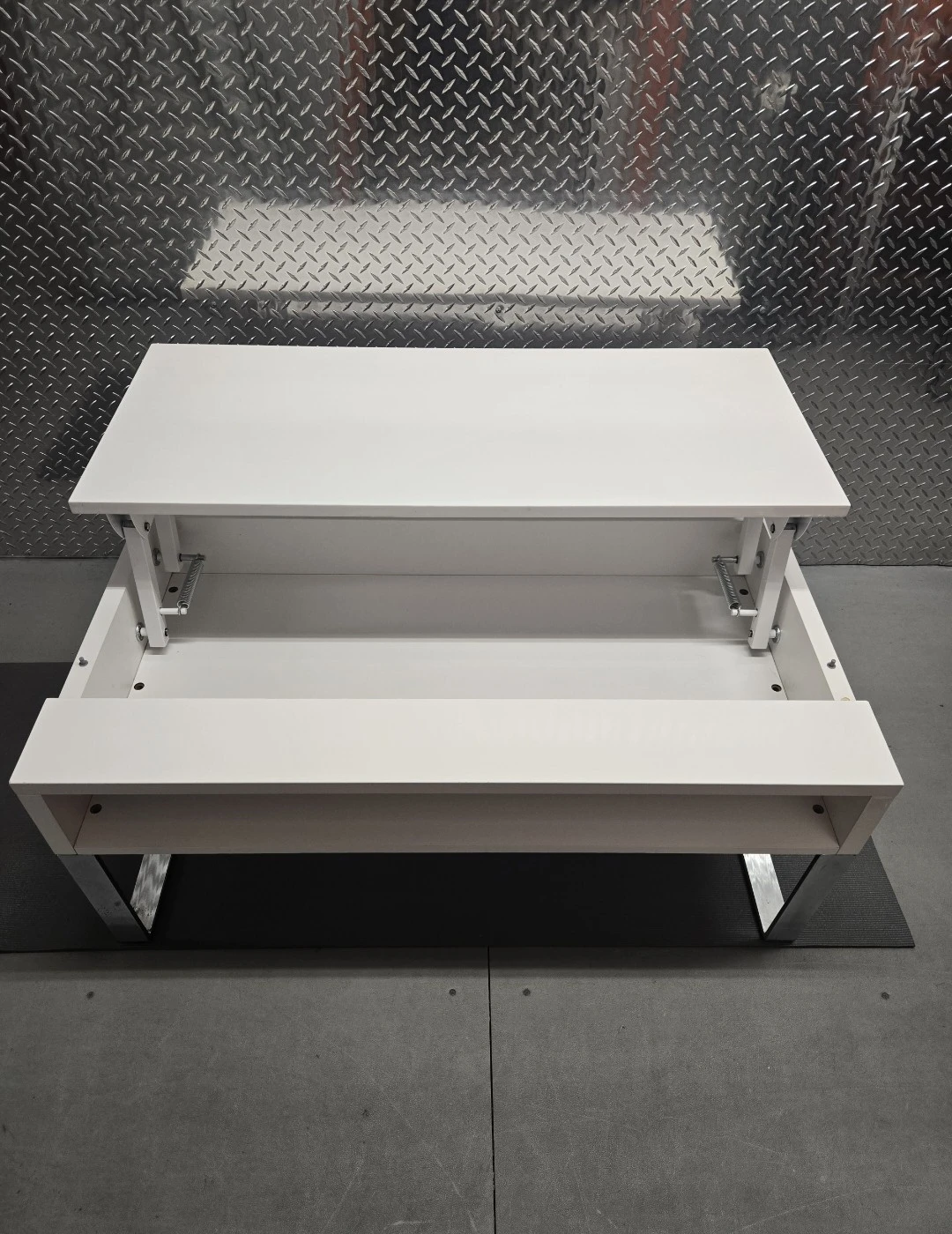 White Gloss Sliding Coffee Table with Hidden Storage - photo 3