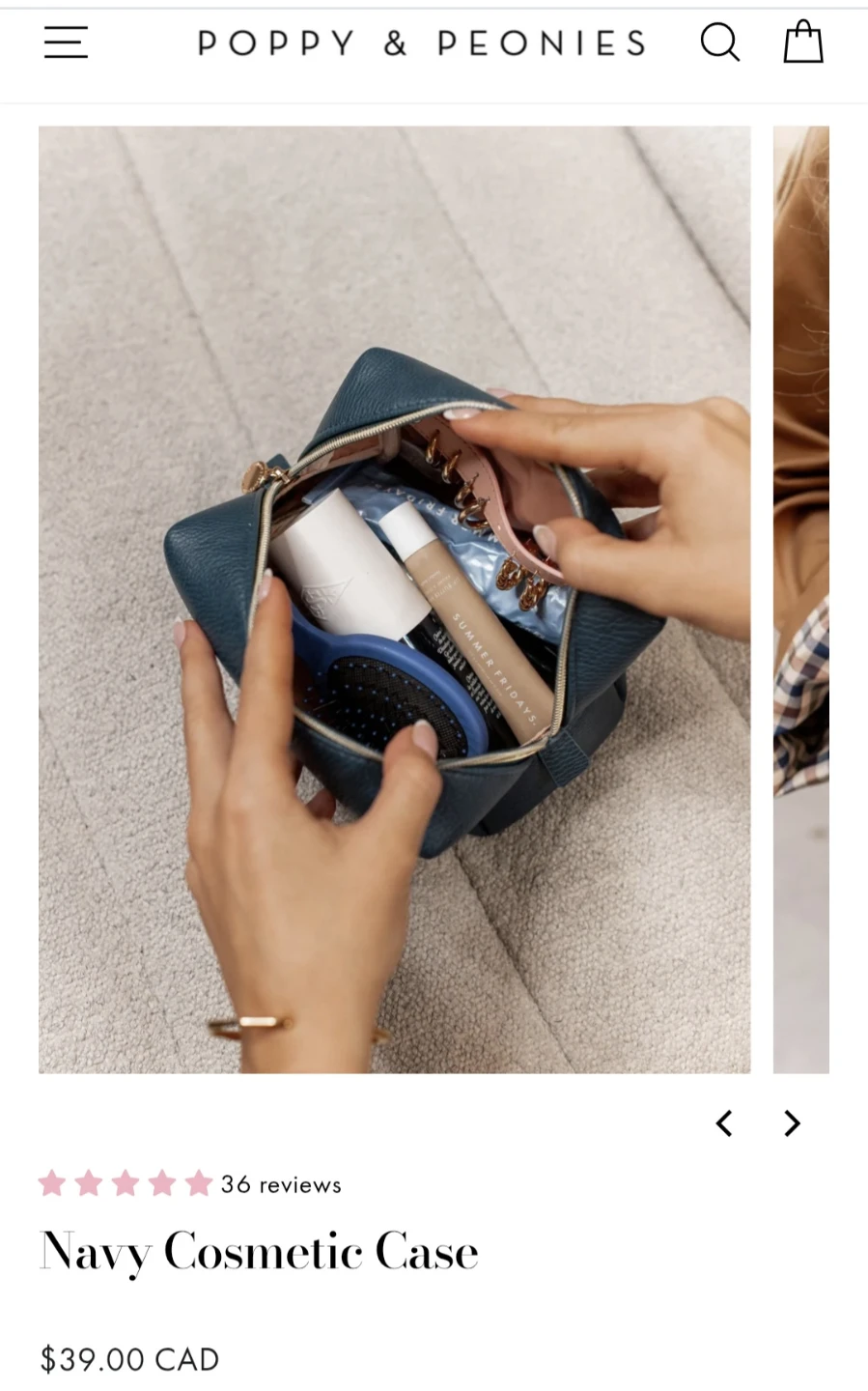 Poppy & Peonies Navy Cosmetic Case - photo 4