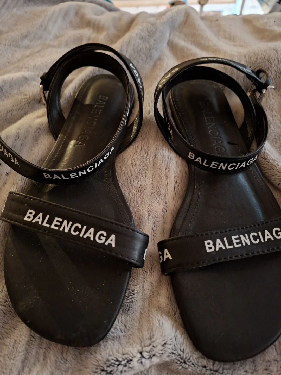 Balenciaga Black Logo Sandals - photo 2