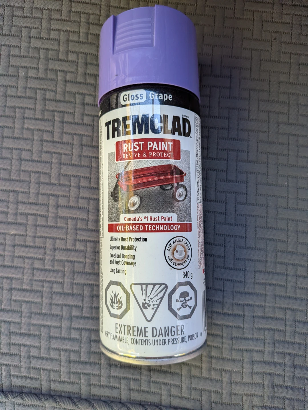 Tremclad Gloss Purple Grape Rust Paint half can left
