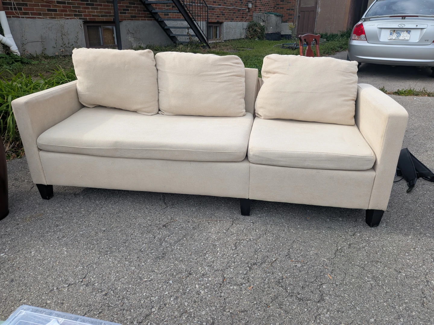 Beige Three-Seater Sofa