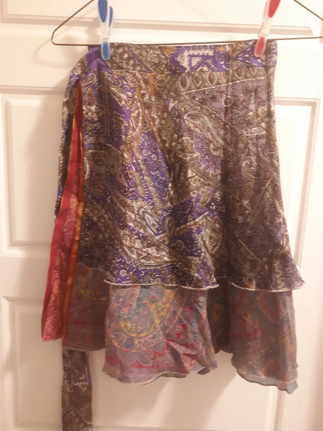 Vintage Paisley Pattern Silk Wrap Skirt