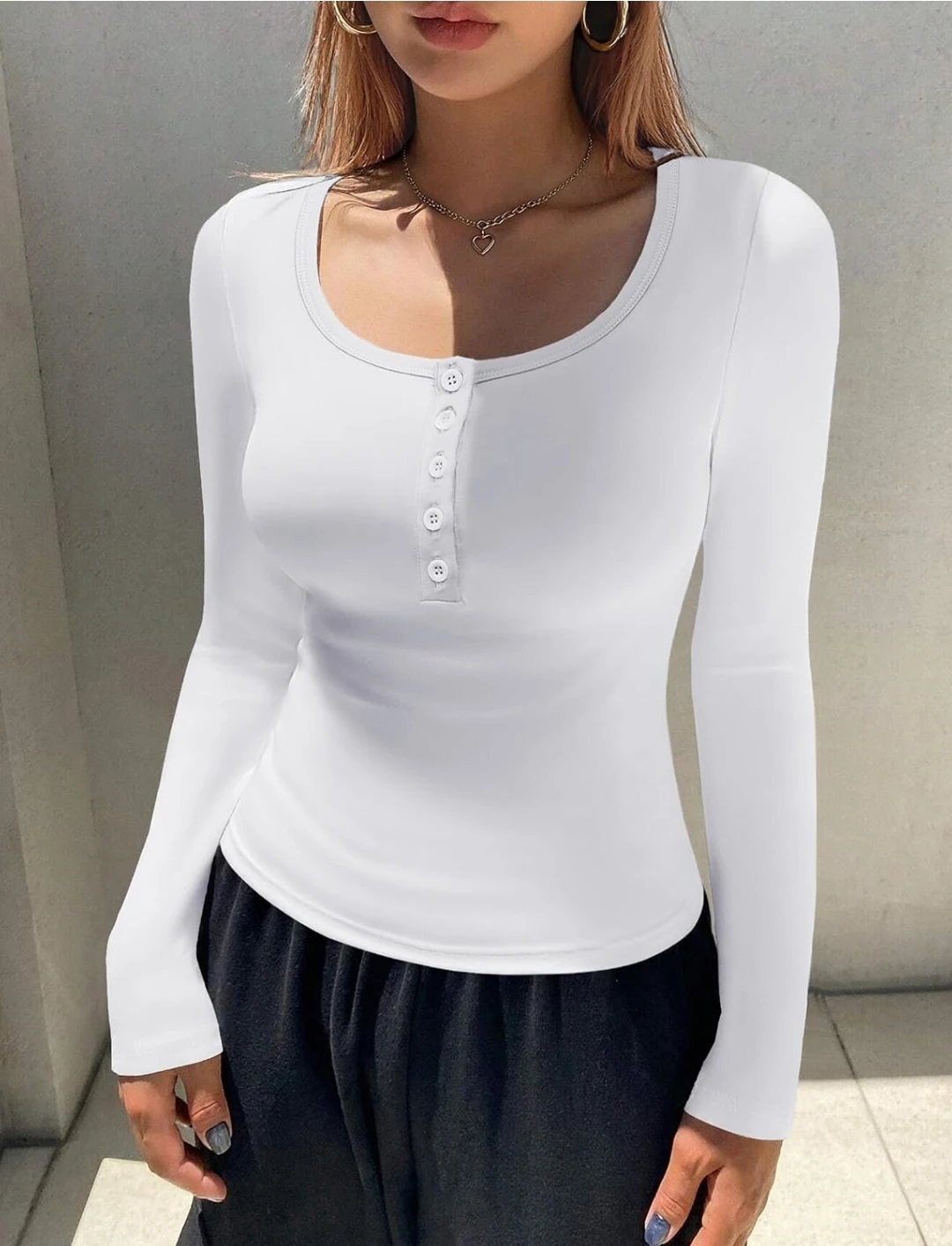 Ekouaer White Long-Sleeve Henley - photo 3
