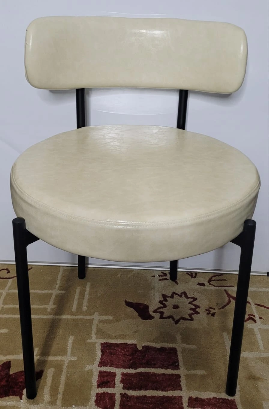 Cream and Black Metal Accent Chair