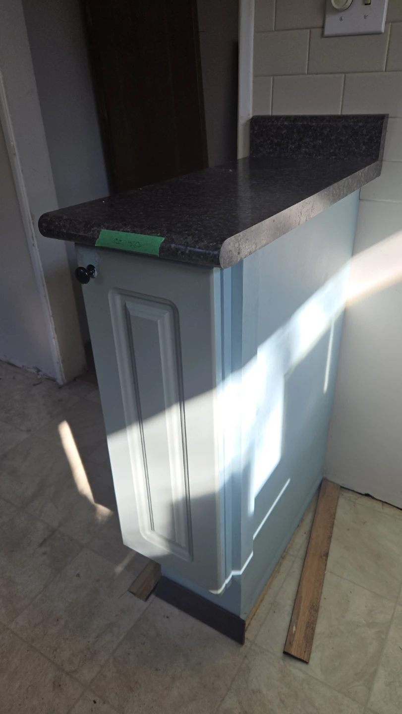 Narrow blue kitchen cabinet with countertop - photo 2