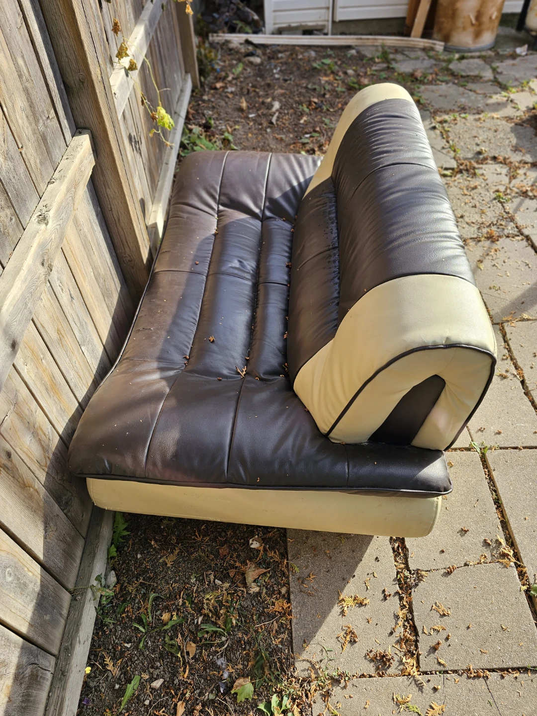 Two-Tone Faux Leather Loveseat - photo 3