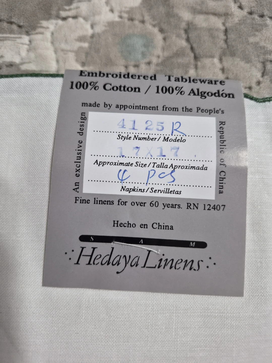 Beautiful Set of 4 Embroidered Linen Napkins 100% Cotton - photo 4
