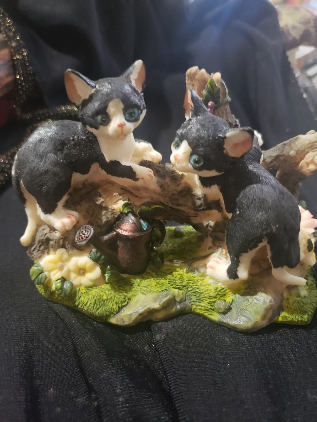 Black and White Kitten Figurine