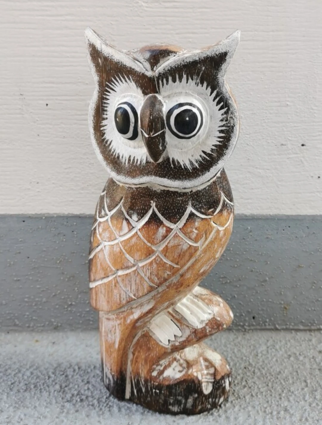 Vintage Hand-Carved Wooden Owl Figurine 12” Rustic Home Decor - photo 2