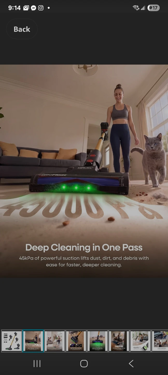 Cordless Vacuum Cleaner, 45KPa 450W 55Min for Pet Hair & Carpet - photo 2