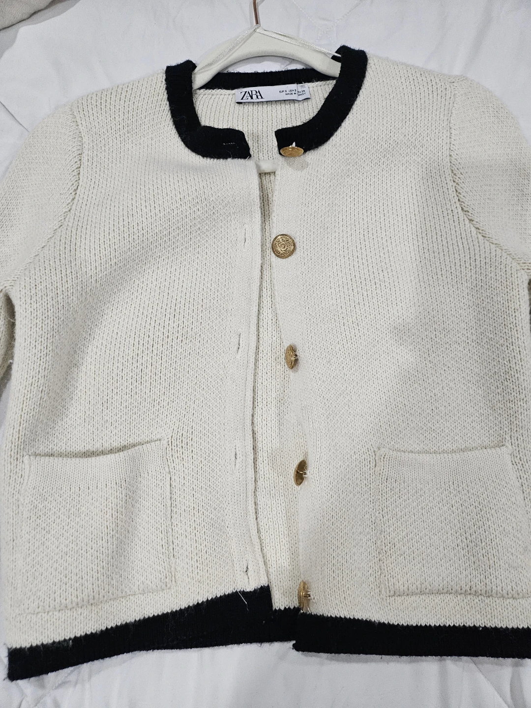 ZARA Knit Cardigan in Cream and Black - photo 2