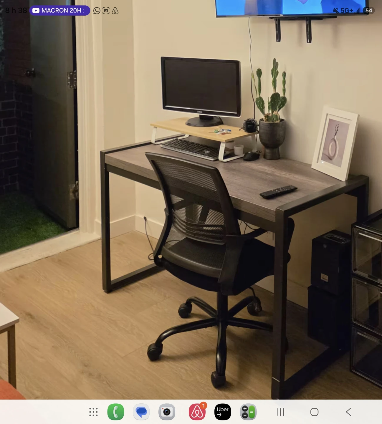 Industrial style desk with wooden surface