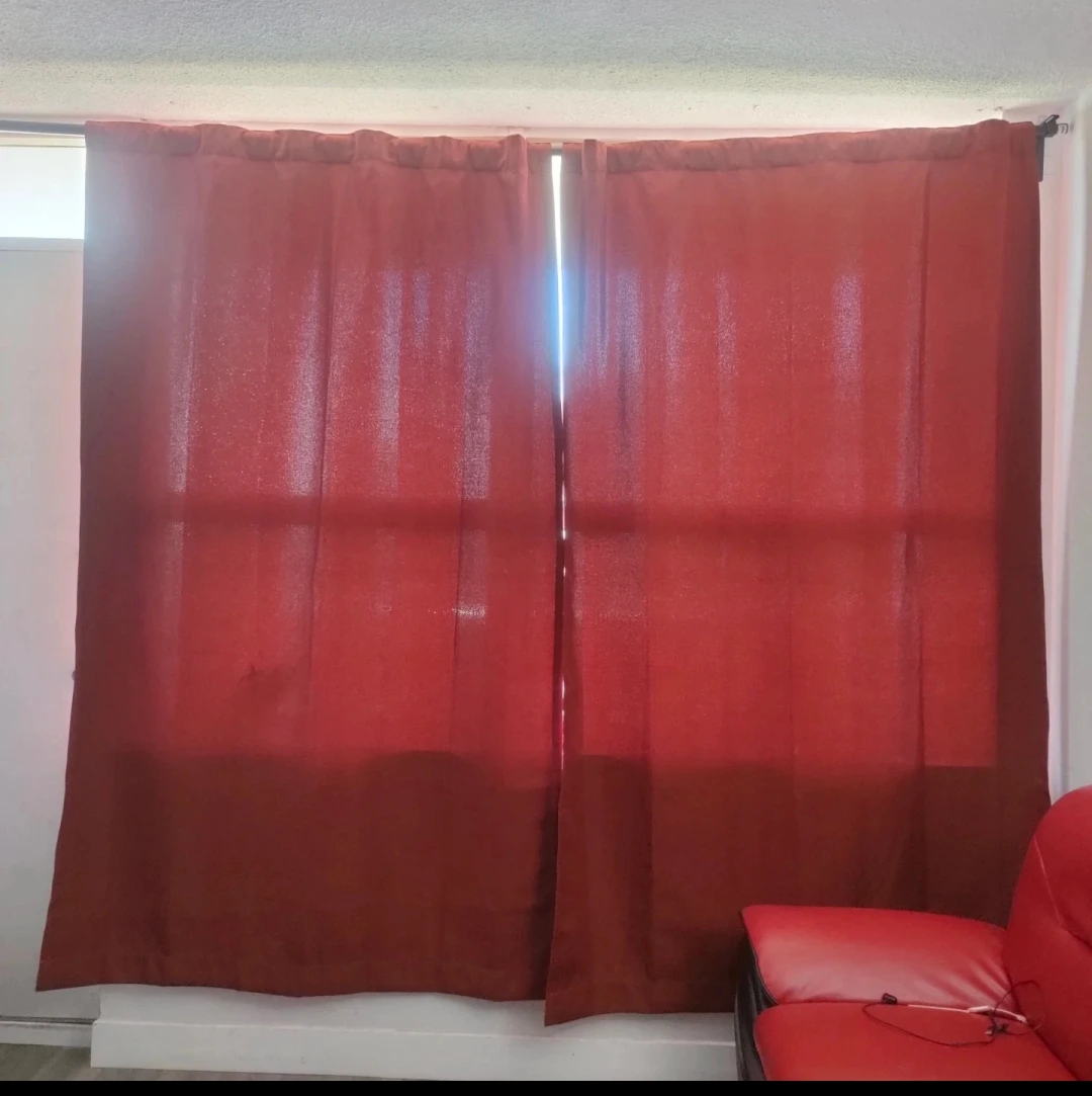 Pair of Red Window Curtains