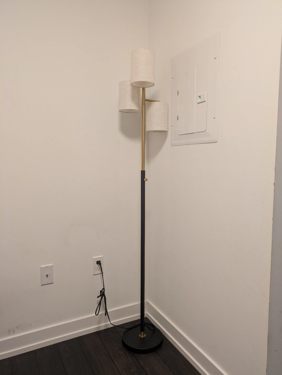 Three-light Floor Lamp Black and Gold