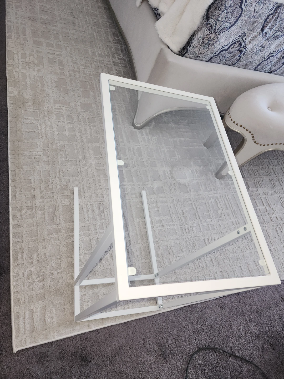 White Glass Side Table