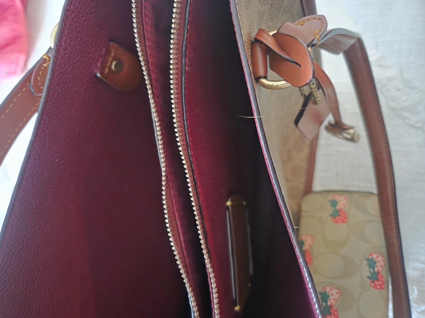 Coach Signature Canvas Tote Bag with Strawberry Charm - photo 5