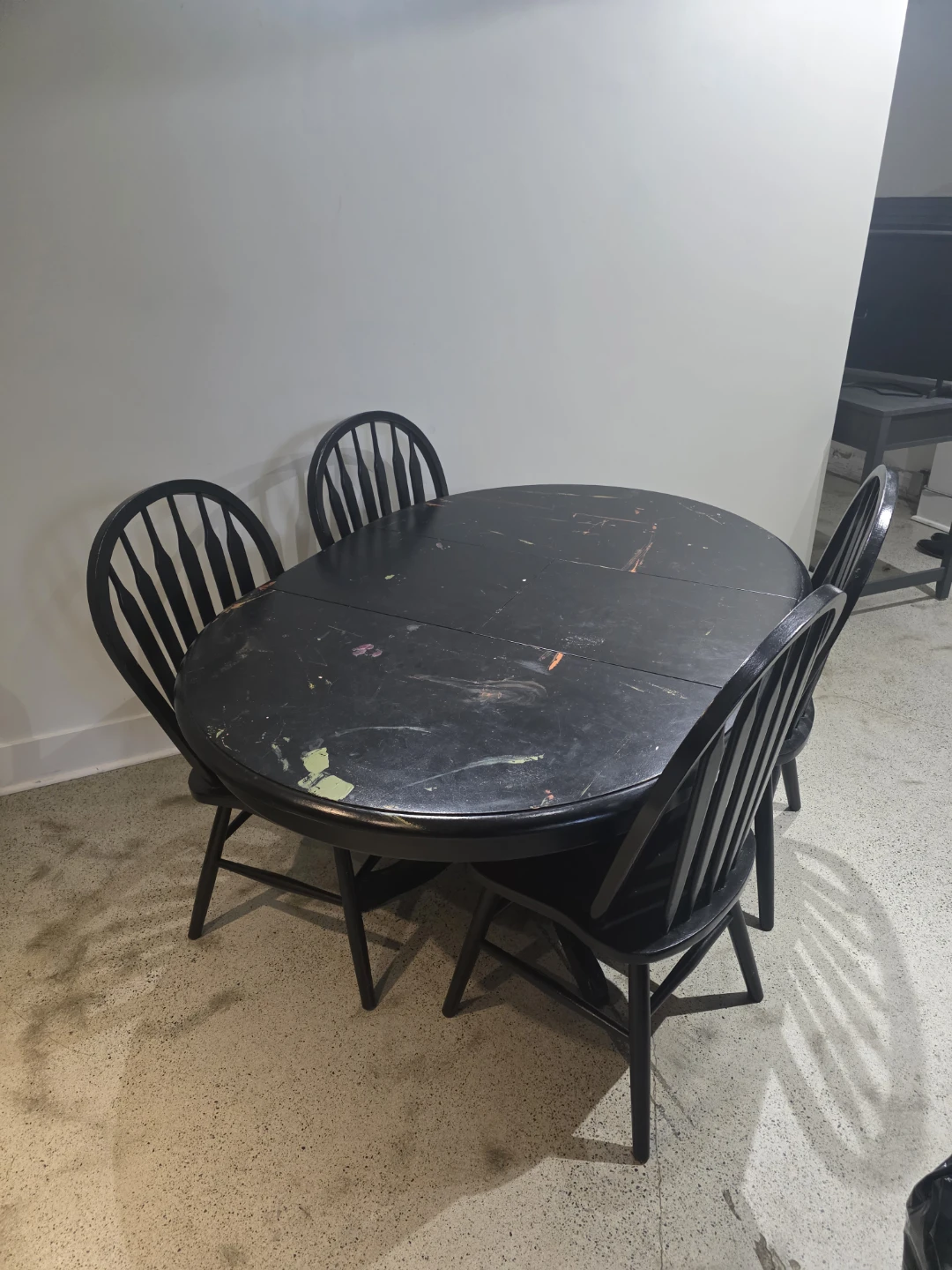Black Dining Table with Four Chairs