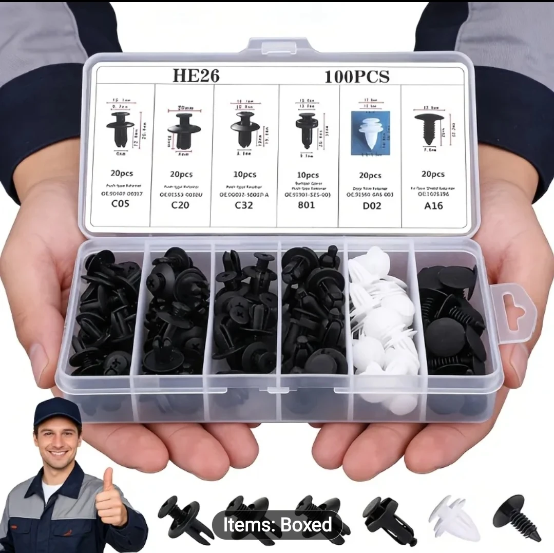 100pc Automotive Fastener Clip Assortment HE26 - photo 4