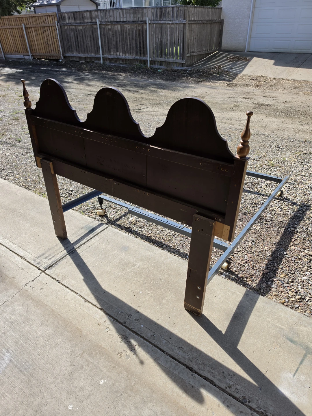 Vintage Wooden Headboard with Metal Bed Frame - photo 2