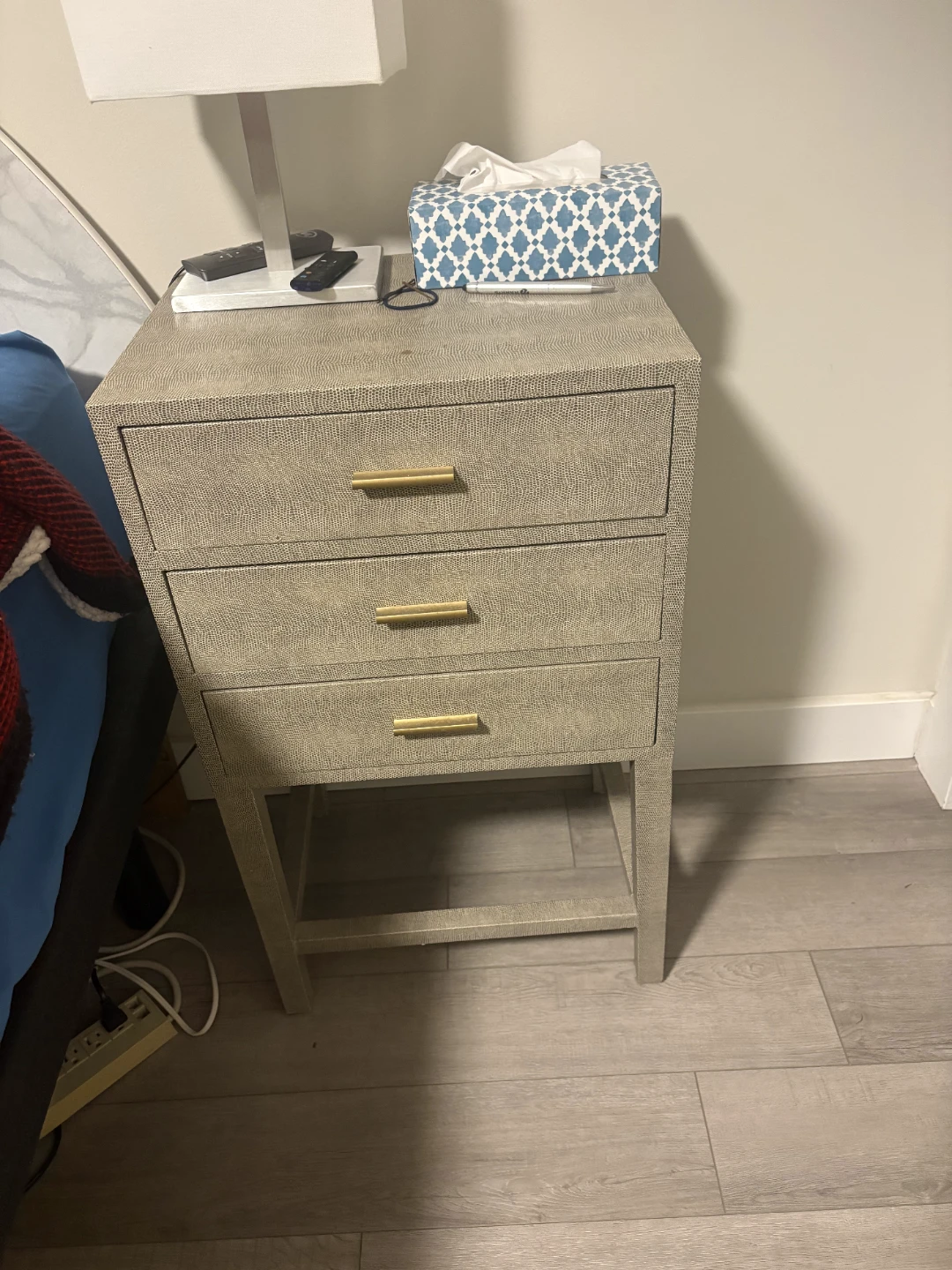 Three-Drawer Nightstand with Textured Finish - photo 2